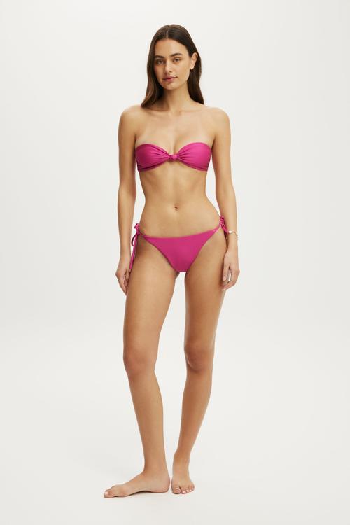 String Tie Side Cheeky Bikini Bottom - Sundried Rose Shimmer
