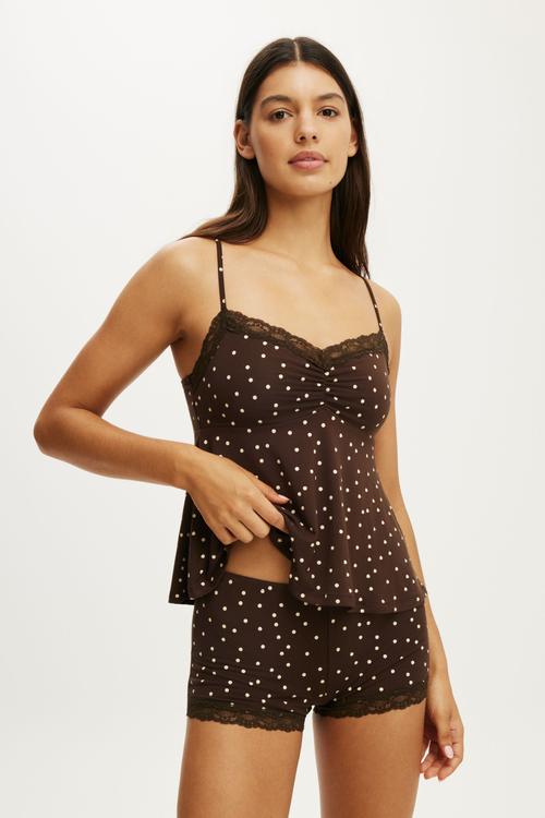 Slinky Soft Babydoll Set - Issy Spot Toffee Bean/Banana Whip