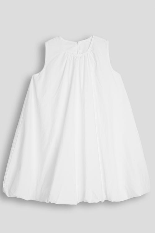 Gathered neckline shift dress - white