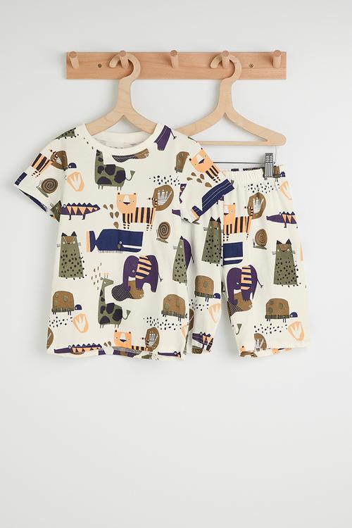Aop tee and shorts - off white