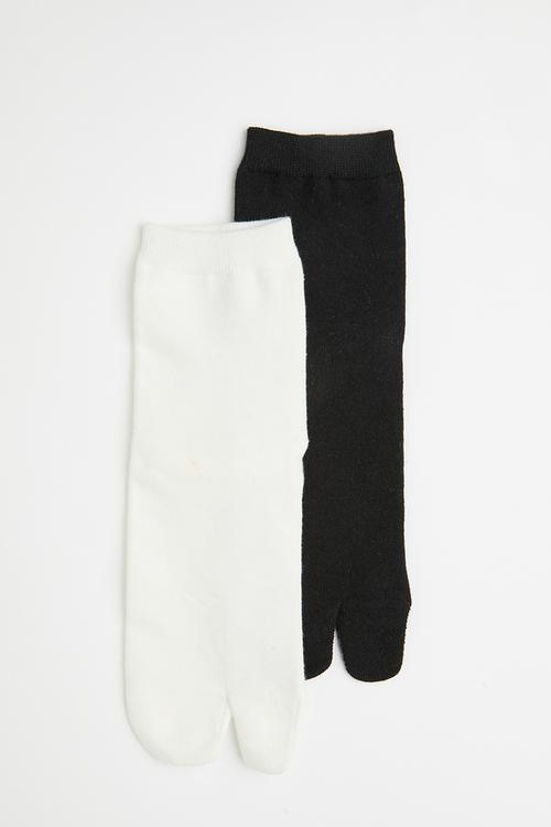 2 pack split-toe socks - white/black