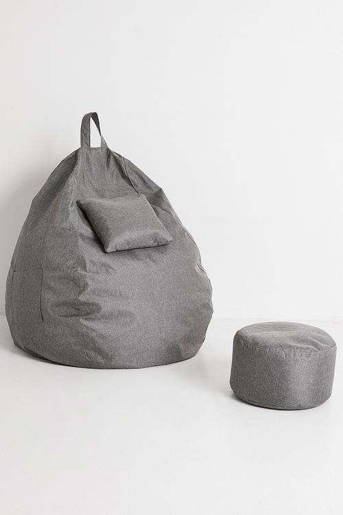 Bean bag with ottoman - charcoal