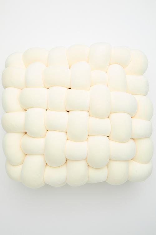 Mochi minky braided cushion - cream