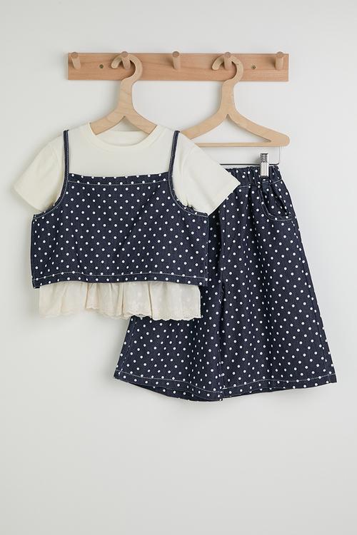 Denim cami tee & bermuda shorts - blue/white