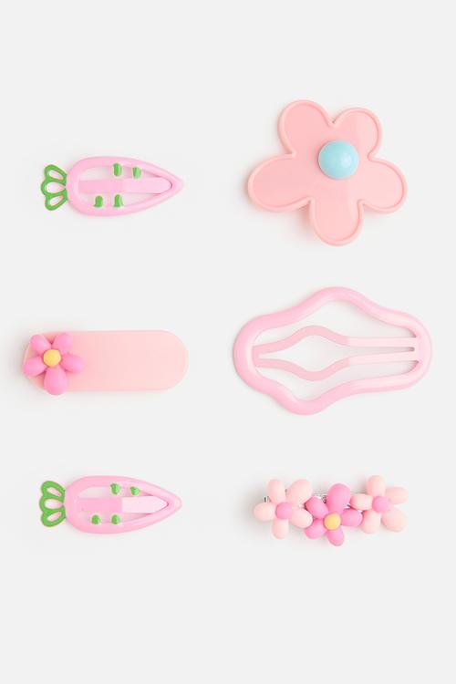 6 pc barrette - pink