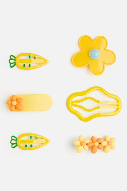 6 pc barrette - yellow