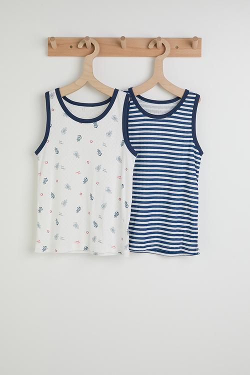 2 pack tank tops - blue stripe/aop