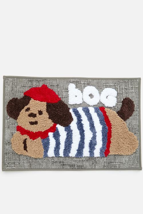 Dog graphic floor mat - dark grey/multi
