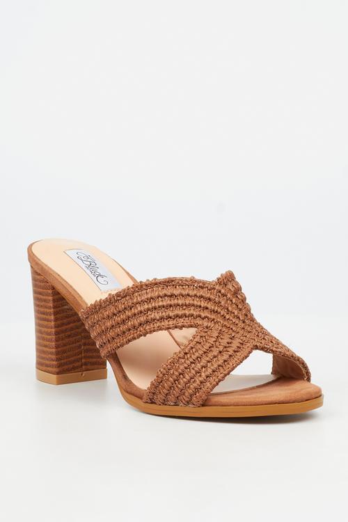 Ambrielle 1 raffia block heel - tan