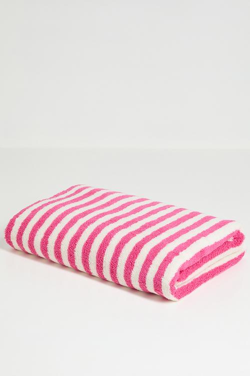 Striped bath towel - cerise pink