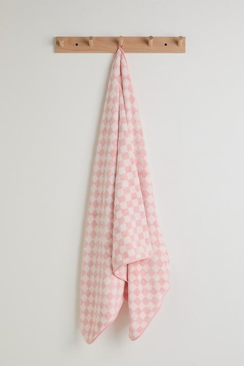 Checkered body towel - pink
