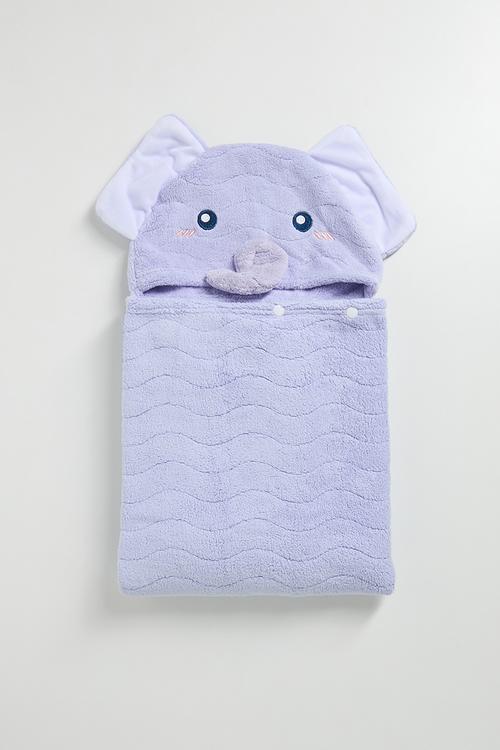 Elephant hooded towel - blue