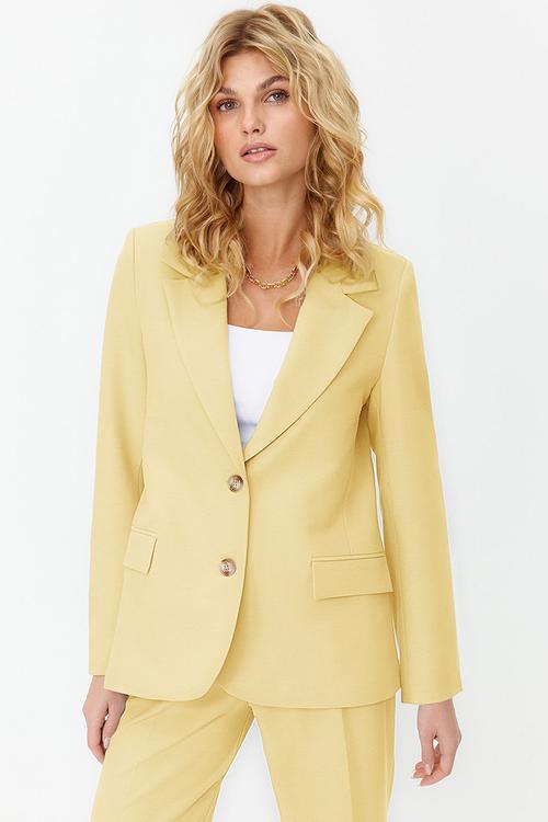Regular Lined Woven Blazer - Yellow