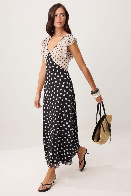 Polka Dot A-Line Tulle Dress - Multi
