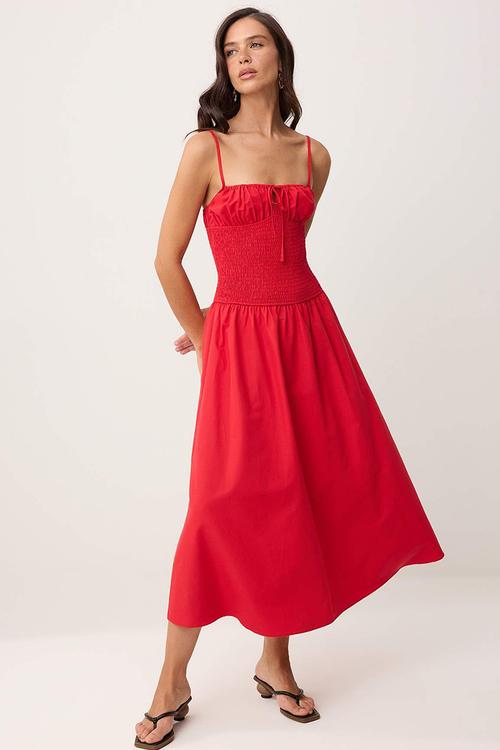 Gipe Detail Maxi Dress - Red