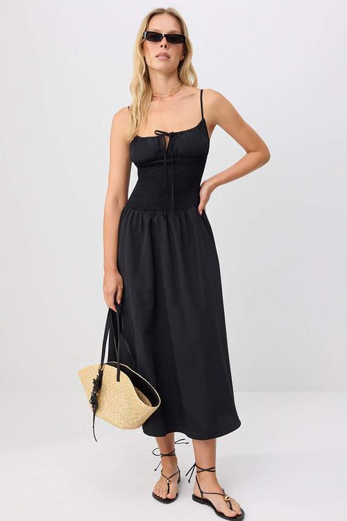 Gipe Detail Maxi Dress - Black