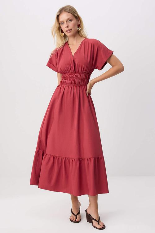Double-Breasted A-Line Maxi Dress - Tile