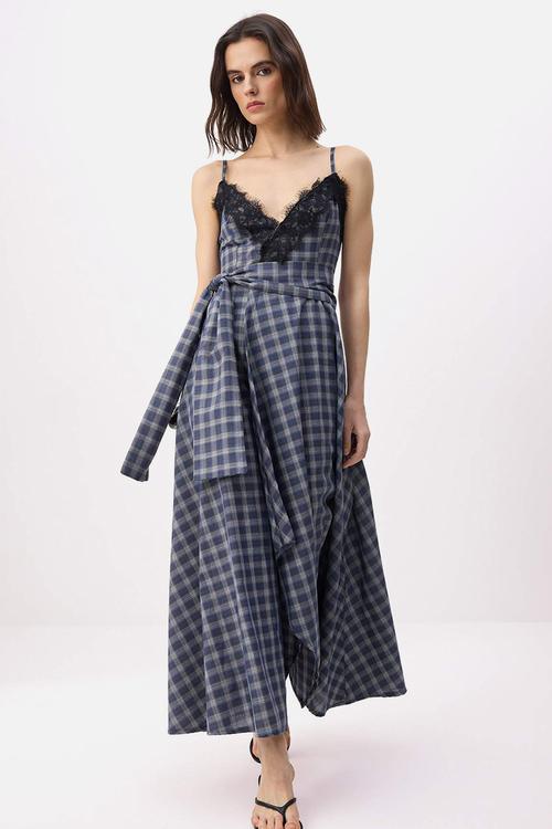 Abstract Print Lined Chiffon Midi Dress - Multicolour