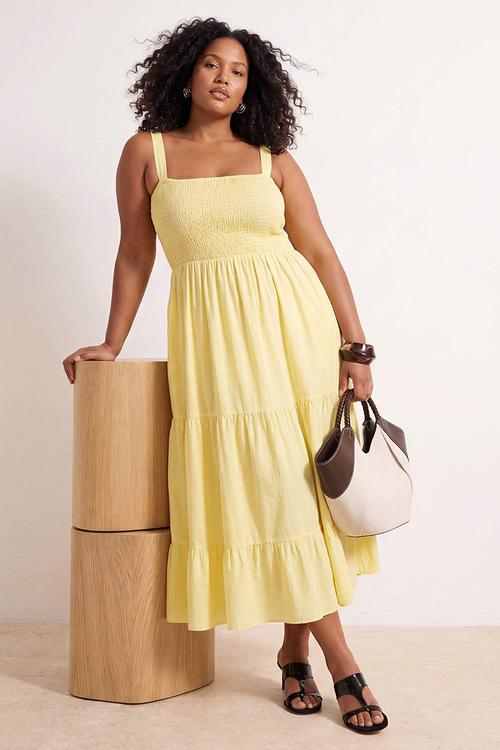 Plus woven dress - yellow