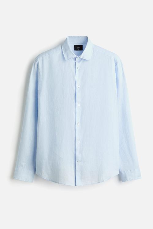 Slim fit linen shirt - light blue