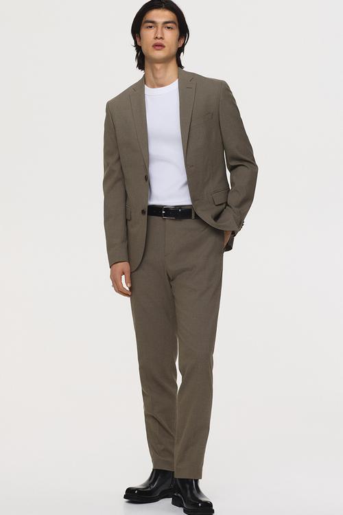 Slim fit suit trousers - khaki green