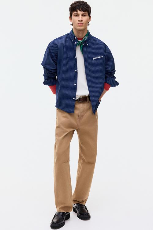 Loose fit oxford shirt - navy blue/striped