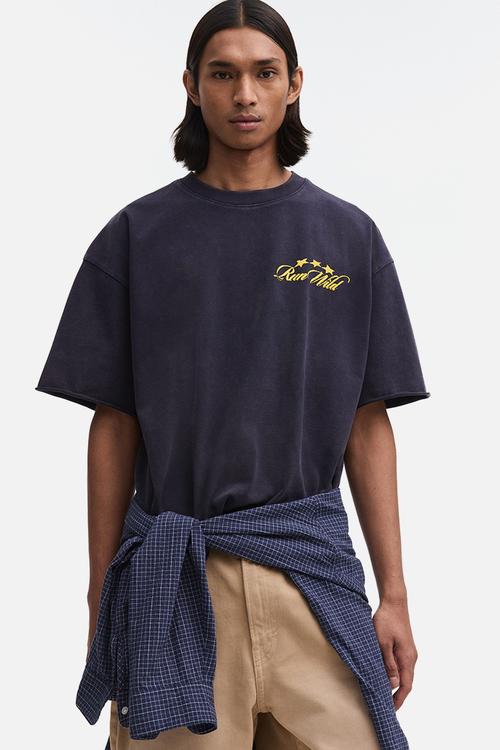 Oversized fit boxy-style t-shirt - dark blue/run wild