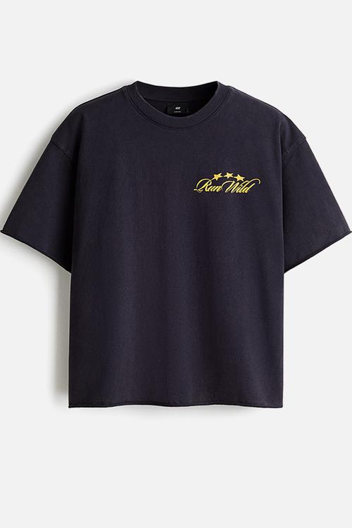Oversized fit boxy-style t-shirt - dark blue/run wild