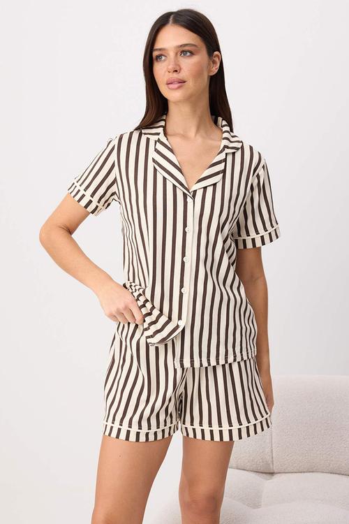 Striped pajamas set - brown