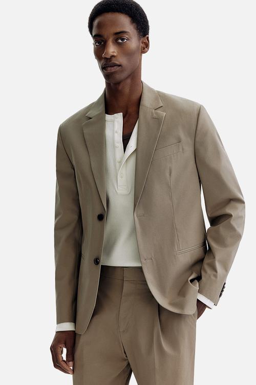 Regular fit single-breasted jacket - khaki green