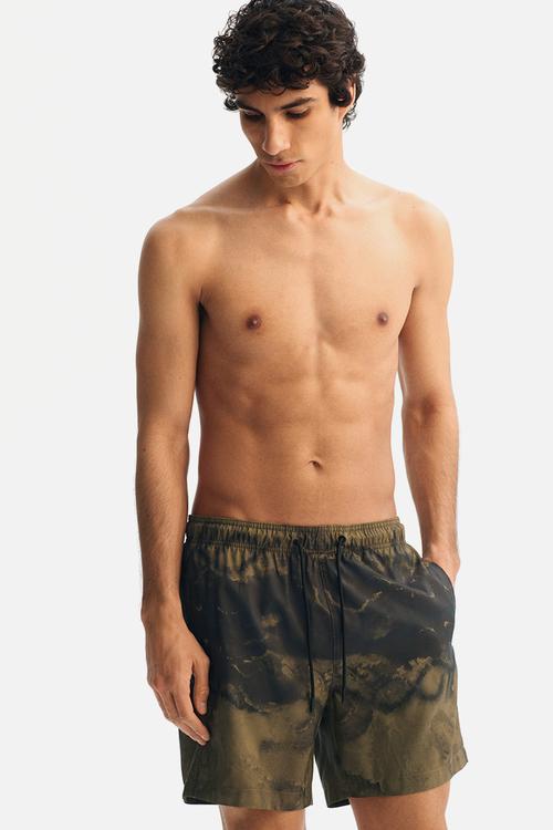 Swim shorts - khaki green/tie-dye