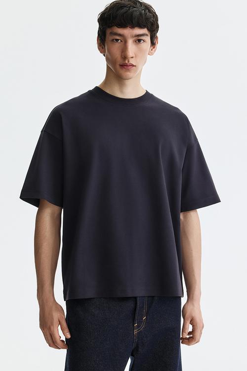 Oversized fit interlock t-shirt - dark blue