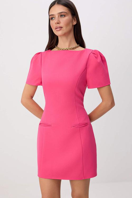 Pocket Detail Mini Dress - Fuchsia