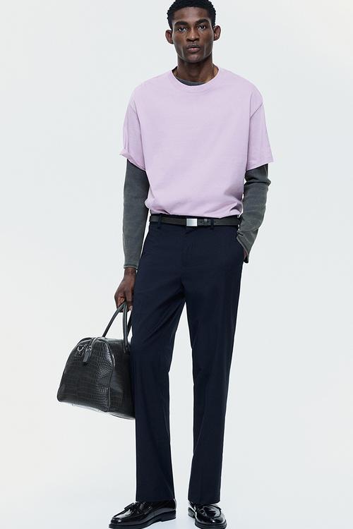 Regular fit tailored trousers - navy blue