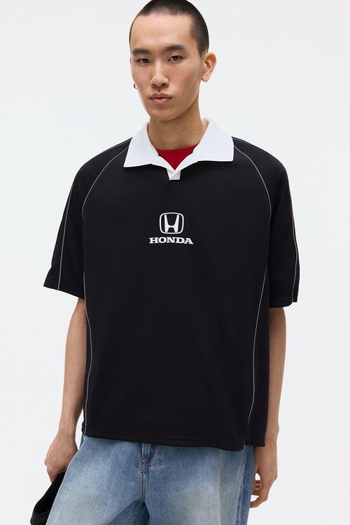 Oversized fit printed football shirt - black/honda