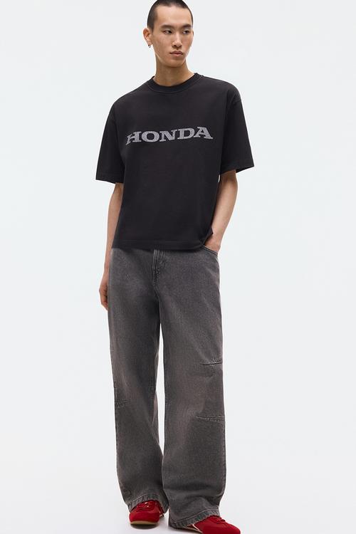 Loose fit printed T-shirt - black/honda