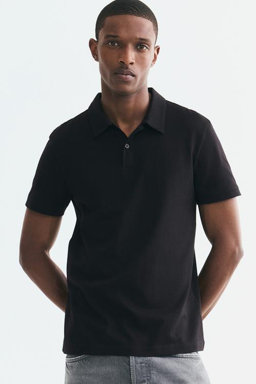 Coolmax® slim fit polo shirt - black