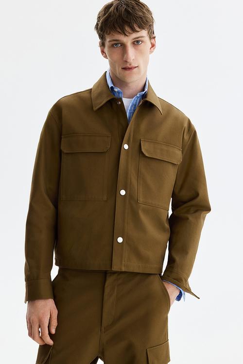 Boxy-style overshirt - khaki green