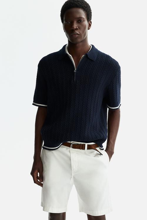 Relaxed fit cotton polo shirt - navy blue