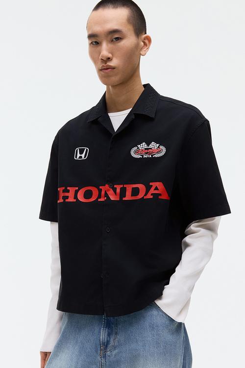 Relaxed fit cotton shirt - black/honda