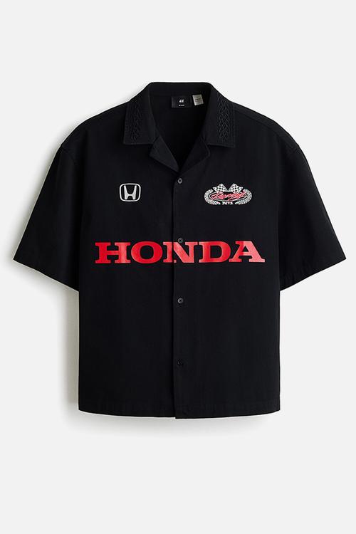Relaxed fit cotton shirt - black/honda
