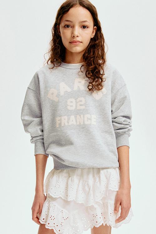 Motif-detail sweatshirt - light grey marl/paris