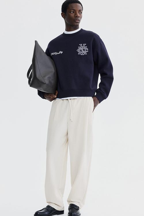 Regular fit cotton-blend trousers - light beige