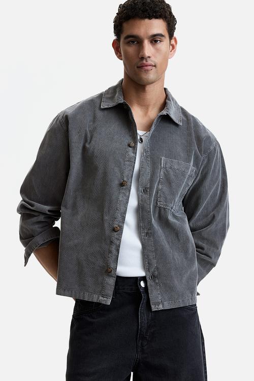 Relaxed fit boxy corduroy shirt - grey