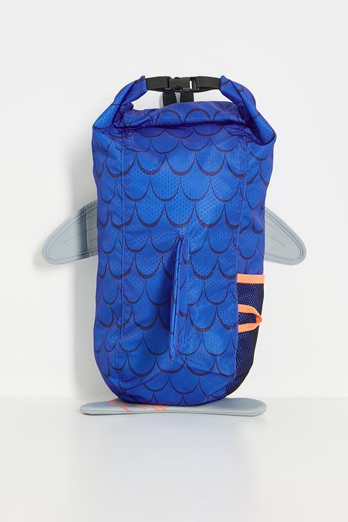 Mermaid scale pattern 3D fin backpack - blue