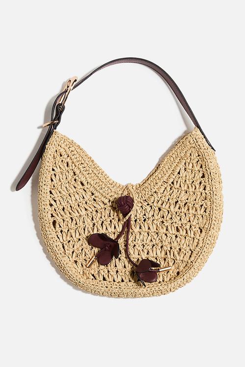 Straw shoulder bag - beige