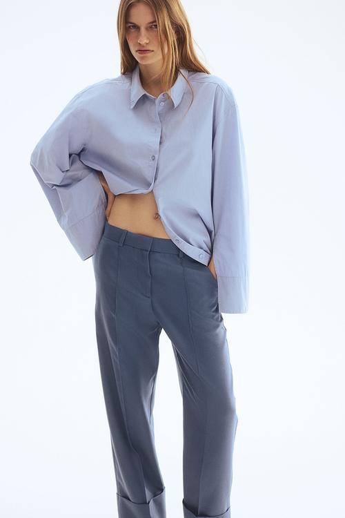Tailored twill trousers - dusty blue