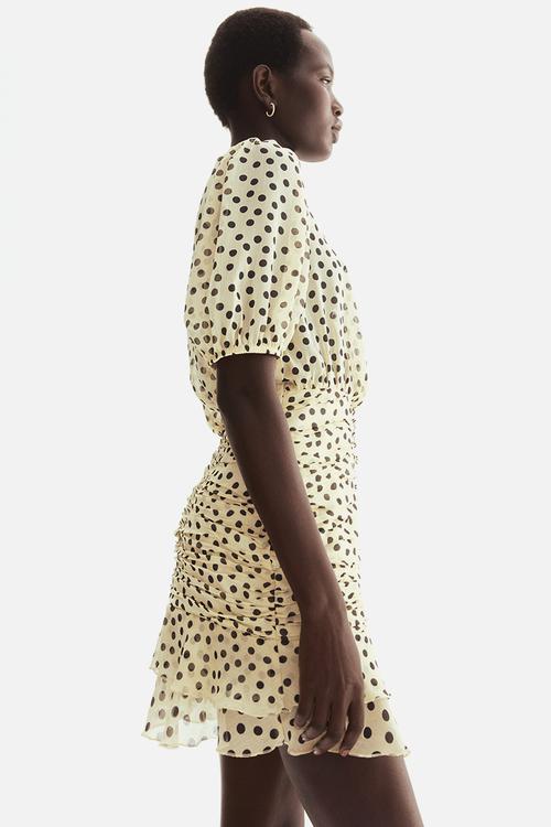 Draped dress - light beige/polka dot