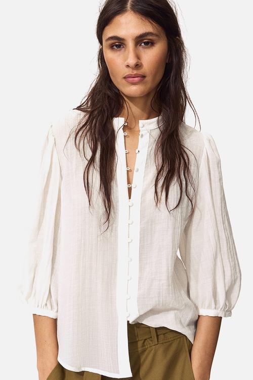 Balloon-sleeved blouse - white