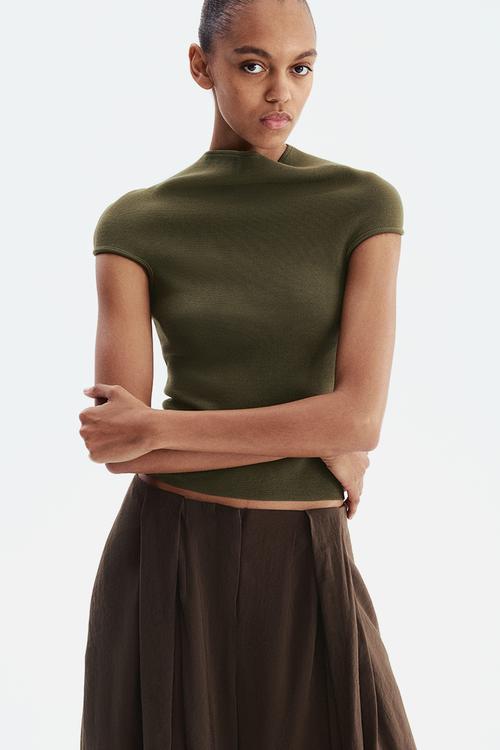 Turtleneck top - dark khaki green